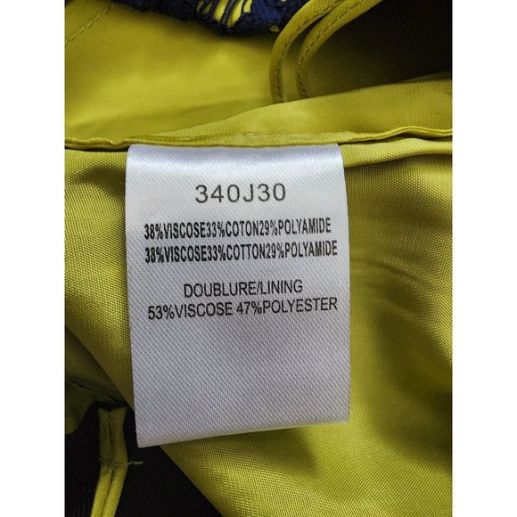 Carven Blue Lace Crochet Layer Yellow Scallop Hem Skirt Small 36 - Picture 4 of 4